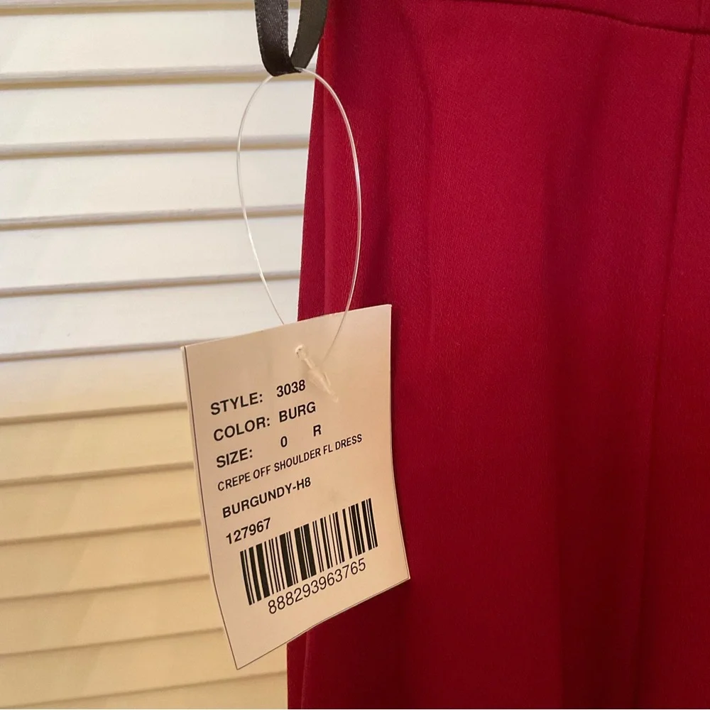 Dessy Gown Off The Shoulder Burgundy Size 0 NWT